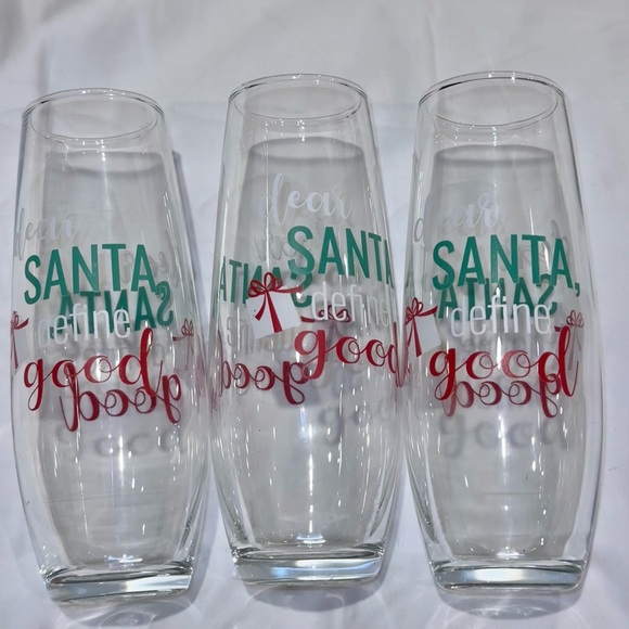 🎅🏼 Dear Santa Define Good stemless champagne Christmas glasses 6oz flutes - Picture 7 of 11